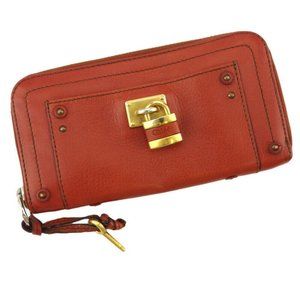 Chloe Long Wallet Paddington Orange Leather Authentic Used